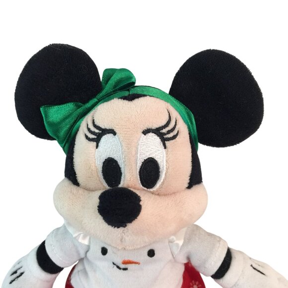 Disney Store Minnie Mouse 9" Christmas Plush Snowman Shirt Stuffed Toy - Picture 2 of 6